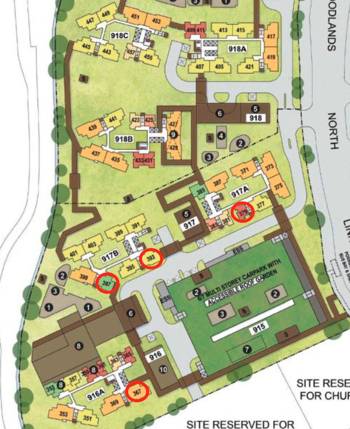 Woodlands North Verge Site Plan with Best Units Highlighted