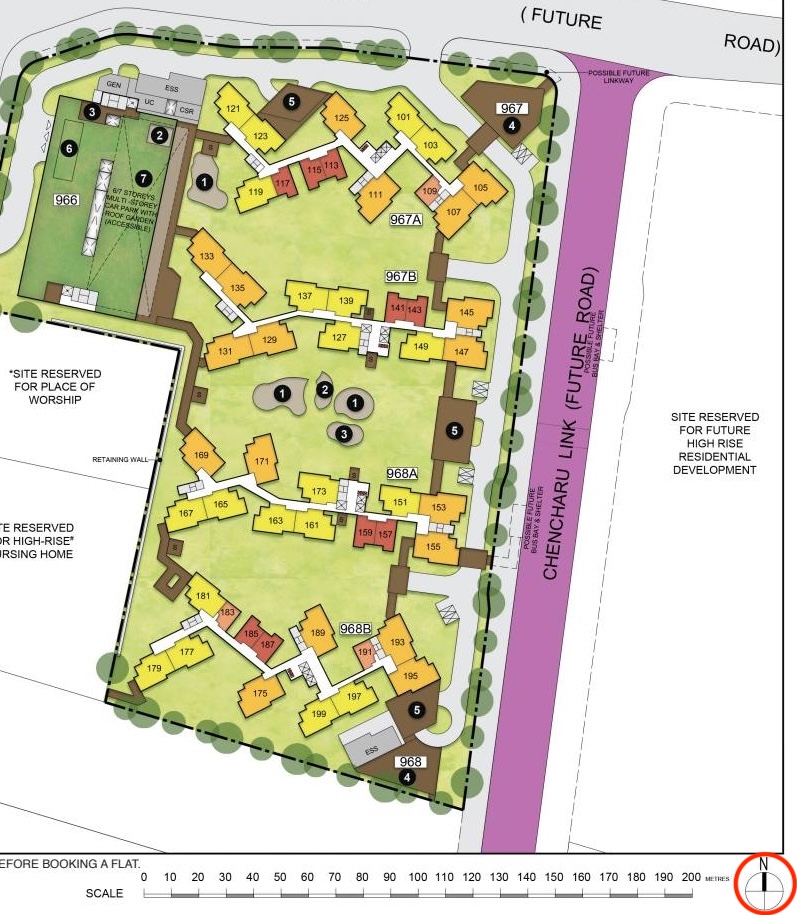 Example of a site plan with compass indicator